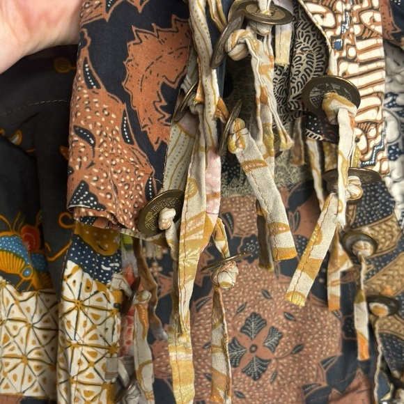 VTG Patchwork Art to Wear Women’s Cotton Jacket Top with Coin Tassels We Be Bop - Picture 5 of 11